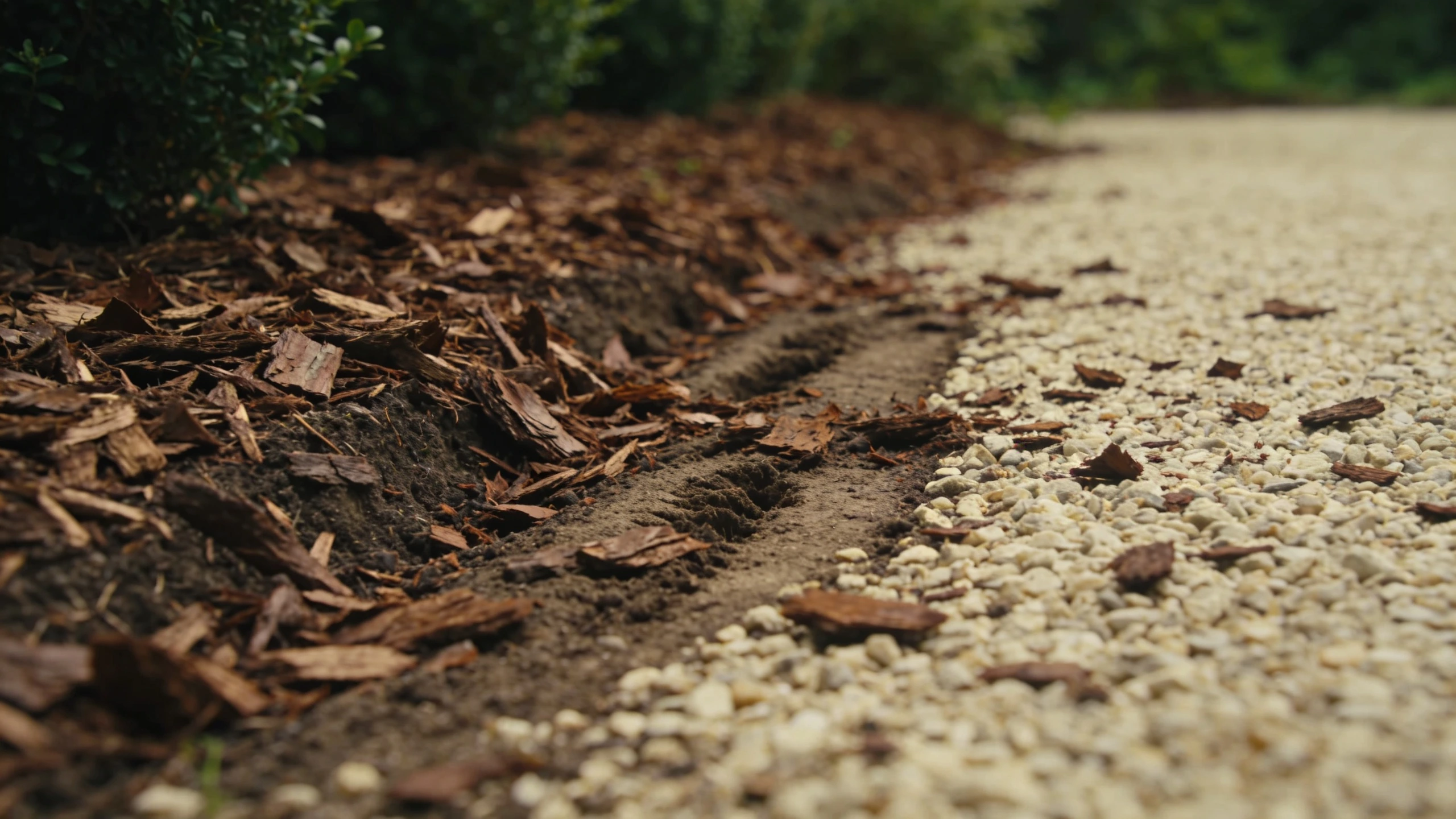 Twenty minutes of scratching on a freshly mulched bed Garden bed with bark mulch scratched off and scattered across the adjacent path by chickens