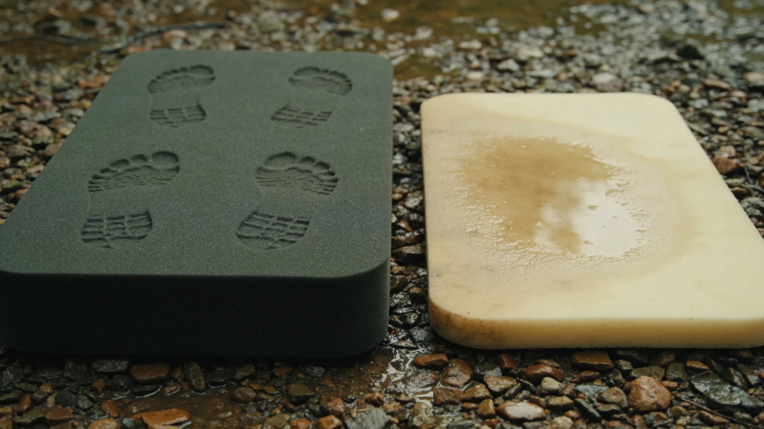 A closed cell foam pad, the cheapest thing that works Thick closed cell foam kneeling pad on wet grass, water beading on top
