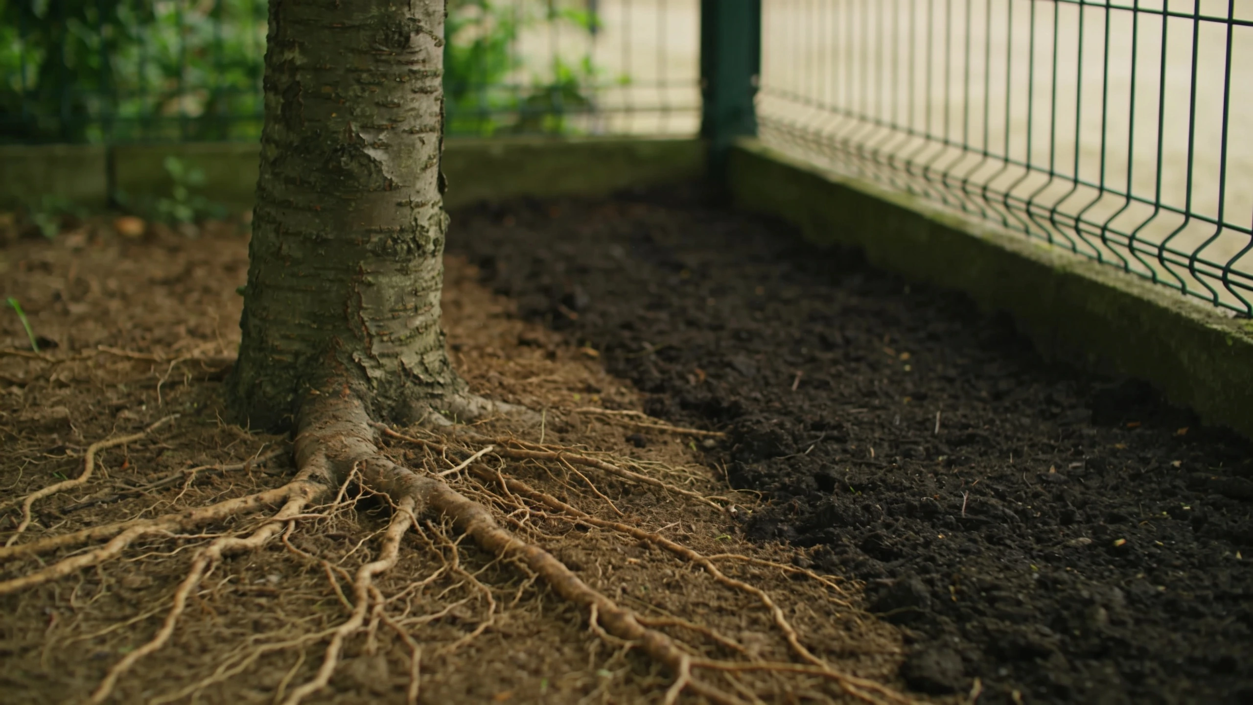 Dry shade under a tree and damp shade by a fence, same garden Garden corner showing dry root filled soil under a tree and damper shaded soil by a fence